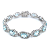 Pulsera con cuarzo aguamarina en plata 925