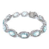 Pulsera con cuarzo aguamarina en plata 925