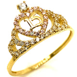 Anillo (Corona 15) en oro amarillo 10kt.