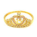 Anillo (Corona 15) en oro amarillo 10kt.