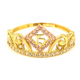 Anillo (Corona 15) en oro amarillo 10kt.