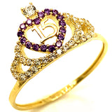 Anillo (Corona 15) en oro amarillo 10kt.