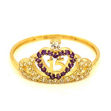 Anillo (Corona 15) en oro amarillo 10kt.