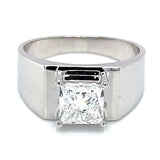 (LD) Anillo de caballero con diamantes de laboratorio en oro blanco 14kt. D-1.72Cts