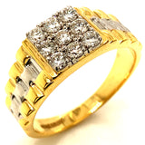 (LD) Anillo de caballero con diamantes de laboratorio en oro amarillo 14kt. D-0.66Cts