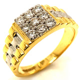 (LD) Anillo de caballero con diamantes de laboratorio en oro amarillo 14kt. D-0.66Cts