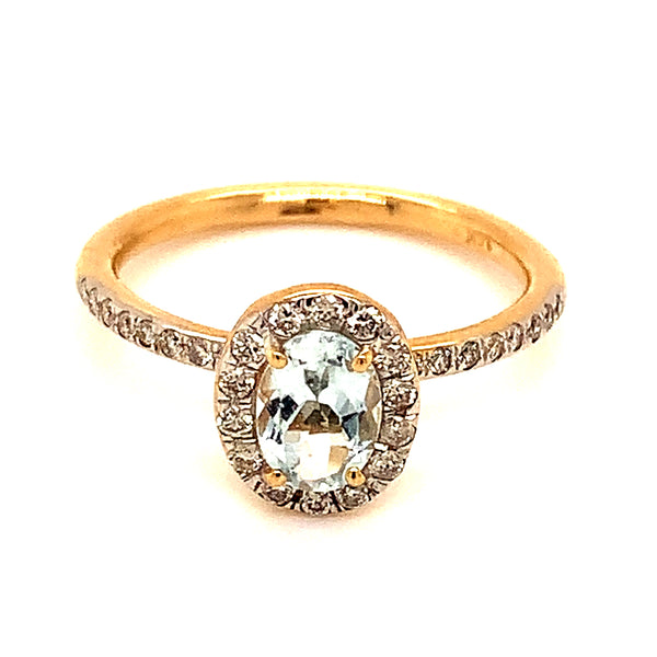 Anillo de aguamarina en oro amarillo 14kt.  ANTES: $995.00