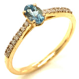 Anillo de aguamarina en oro amarillo 14Kt.