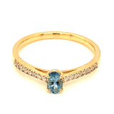 Anillo de aguamarina en oro amarillo 14Kt.
