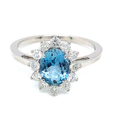 Anillo de aguamarina en oro blanco 14Kt.