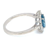 Anillo de aguamarina en oro blanco 14Kt.