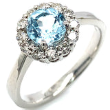Anillo de aguamarina en oro blanco 14Kt.