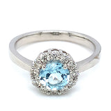 Anillo de aguamarina en oro blanco 14Kt.