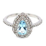 Anillo de aguamarina en oro blanco 14Kt.