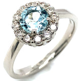 Anillo de aguamarina en oro blanco 14Kt.