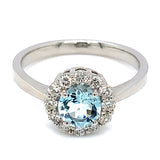 Anillo de aguamarina en oro blanco 14Kt.