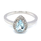 Anillo de aguamarina en oro blanco 14Kt.