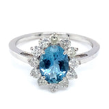 Anillo de aguamarina en oro blanco 14Kt.