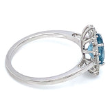 Anillo de aguamarina en oro blanco 14Kt.