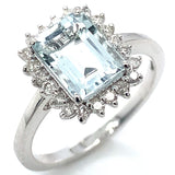 Anillo de aguamarina en oro blanco 14Kt.