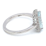 Anillo de aguamarina en oro blanco 14Kt.