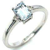 Anillo con aguamarina y diamantes en plata 925