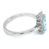 Anillo con aguamarina y diamantes en plata 925