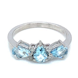 Anillo con aguamarina y diamantes en plata 925