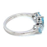 Anillo con aguamarina y diamantes en plata 925