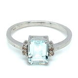 Anillo con aguamarina y diamantes en plata 925