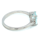 Anillo con aguamarina y diamantes en plata 925