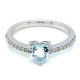 Anillo con aguamarina y diamantes en plata 925