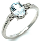 Anillo de aguamarina con diamantes en plata 925