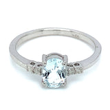 Anillo de aguamarina con diamantes en plata 925