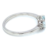 Anillo de aguamarina con diamantes en plata 925