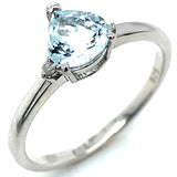 Anillo con aguamarina y diamantes en plata 925