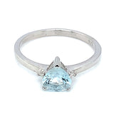 Anillo con aguamarina y diamantes en plata 925
