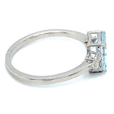 Anillo con aguamarina y diamantes en plata 925