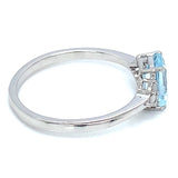 Anillo con aguamarina y diamantes en plata 925
