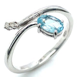 Anillo de aguamarina con diamante en plata 925
