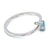 Anillo de aguamarina con diamante en plata 925