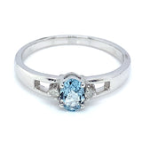 Anillo de aguamarina con diamantes en plata 925