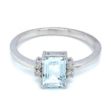 Anillo de  aguamarina con diamantes en plata 925
