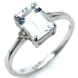 Anillo de aguamarina con diamantes en plata 925