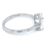 Anillo de aguamarina con diamantes en plata 925