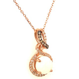 Collar de ópalo con diamantes en oro rosado 14kt. 43/45cm