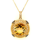 Collar de citrino con diamantes en oro amarillo 14kt.