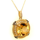 Collar de citrino con diamantes en oro amarillo 14kt.