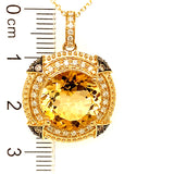 Collar de citrino con diamantes en oro amarillo 14kt.