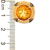 Aretes con citrino y diamantes en oro amarillo 14kt.